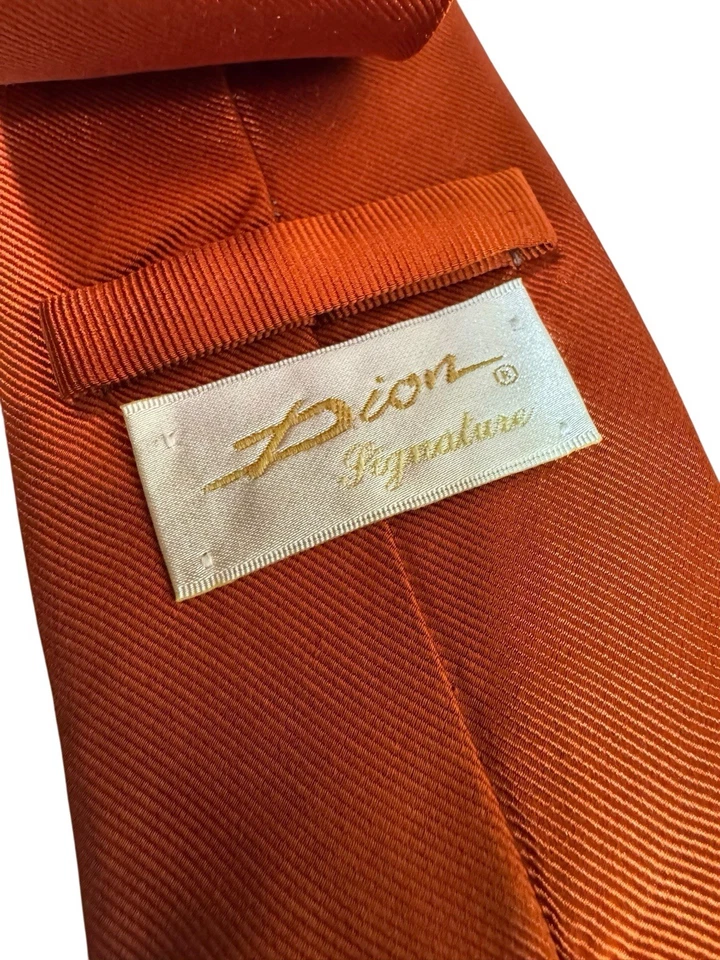 Vintage Dior Signature Tie 100% Italian Silk Orange - Image 2 of 4