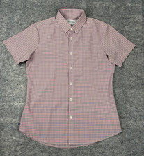 Mizzen  Main Shirt Mens M Trim Fit Red Blue Check Leeward Short Sleeve USA Made