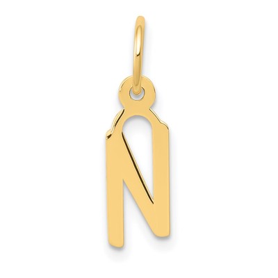 14k Gelbgold kleiner schräger Block Buchstabe N Initiale Charm Anhänger