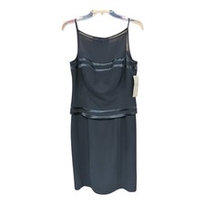 JONES NEW YORK Little Black DRESS Sheer Upper Size 8 Elegant Sheath