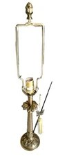 Vintage Brass Regency Table Lamp Roll Switch Adjustable Height Shade Attachment