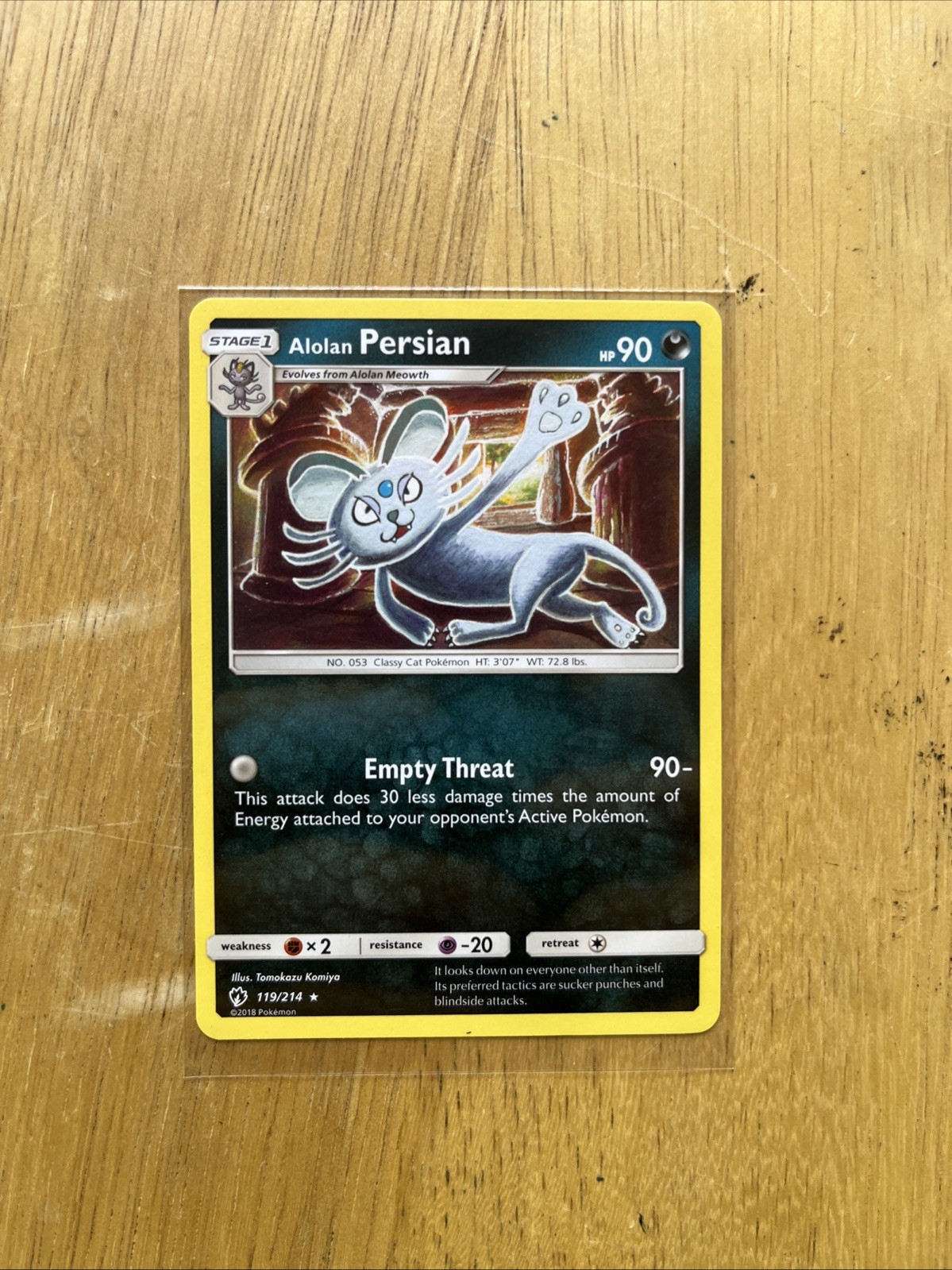 Alolan Persian 119/214 Rare Lost Thunder Tomokazu Komiya Pokemon TCG NM