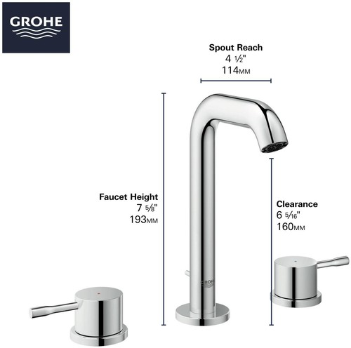 Grohe 20 297 A Essence 1.2 GPM Widespread Bathroom Faucet - Brushed Cool Sunrise - Picture 4 of 10