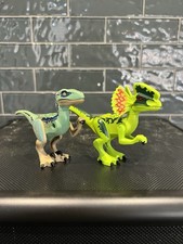 Lego Jurassic World Dinosaur Lot Of 2 Velociraptor, Dilophosaurus