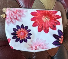CLARINS - Make-Up Bag With Floral Pattern & Fancy Zipper - VGC