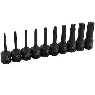 DYNAMIC D018101 Tools 1/2'' Drive 10 Piece Torx Hex Head Bit Impact Socket Set