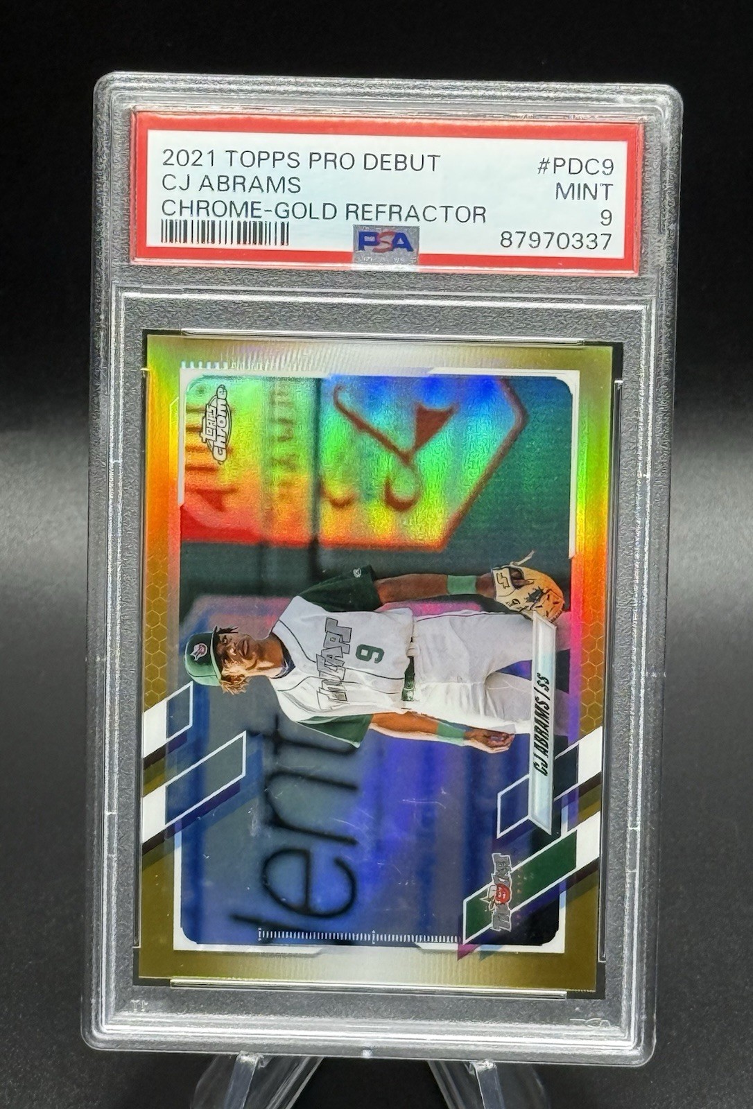 2021 Topps Pro Debut CJ Abrams Chrome Gold Refractor /50 PSA 9 view 1