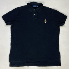 Polo Ralph Lauren Bear Rugby Polo Shirt Men Slim Large Black Short Sleeve