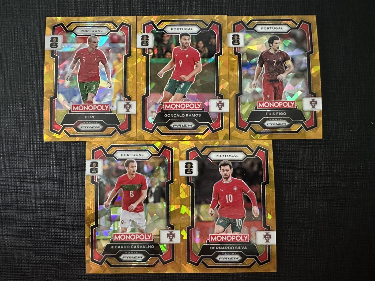 🇵🇹PORTUGAL 2026 Panini Prizm Monopoly FIFA World Cup Set Gold Cracked Ice LOT