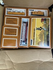 Vintage TYCO Train Set Collection Lot w/ Locomotive, Cars, Tracks, Decor, Etc
