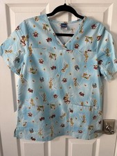 Disney Tinkerbell Woman  s Scrub Top Size Medium, 2 Pockets, V-neck.
