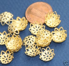 100 pcs of Gold plated filigree bead cap 12mm