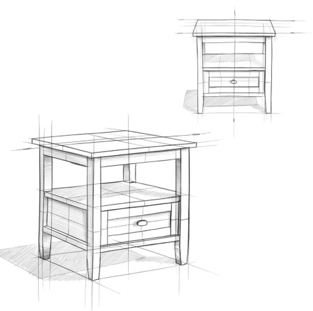 Table Side Transitional Wood Home Square End Set Brown Finish Storage Top Modern