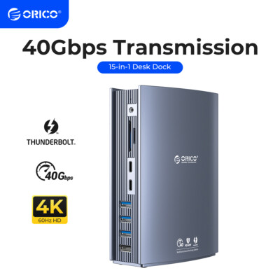 ORICO 15 in 1 Thunderbolt 3 Docking Station 8K/Dual 4K Display DP1.4 10Gbps US