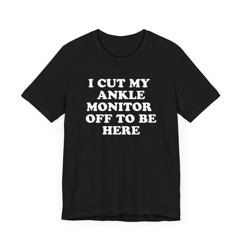 Ankle Monitor Funny Meme Tee, Unisex Party Shirt, Weirdcore Clothing, Prison - Picture 3 of 12