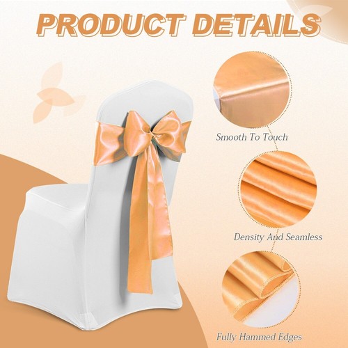 10/30/50pcs Sateen Dining Chair Bows Ribbon Ties Back Sash for Wedding Party - Picture 20 of 25