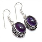 Purple Amethyst Gemstone Handmade 925 Sterling Silver Jewelry Earring Sz 1.2''