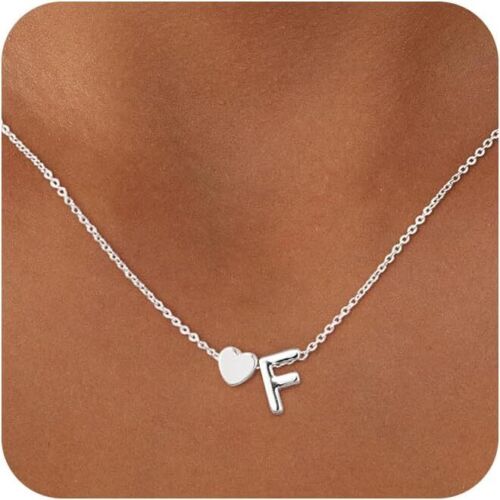 Collares con inicial de corazón para mujer enchapados en oro de 14K delicado corazón letra de la A a la Z - Imagen 224 de 265