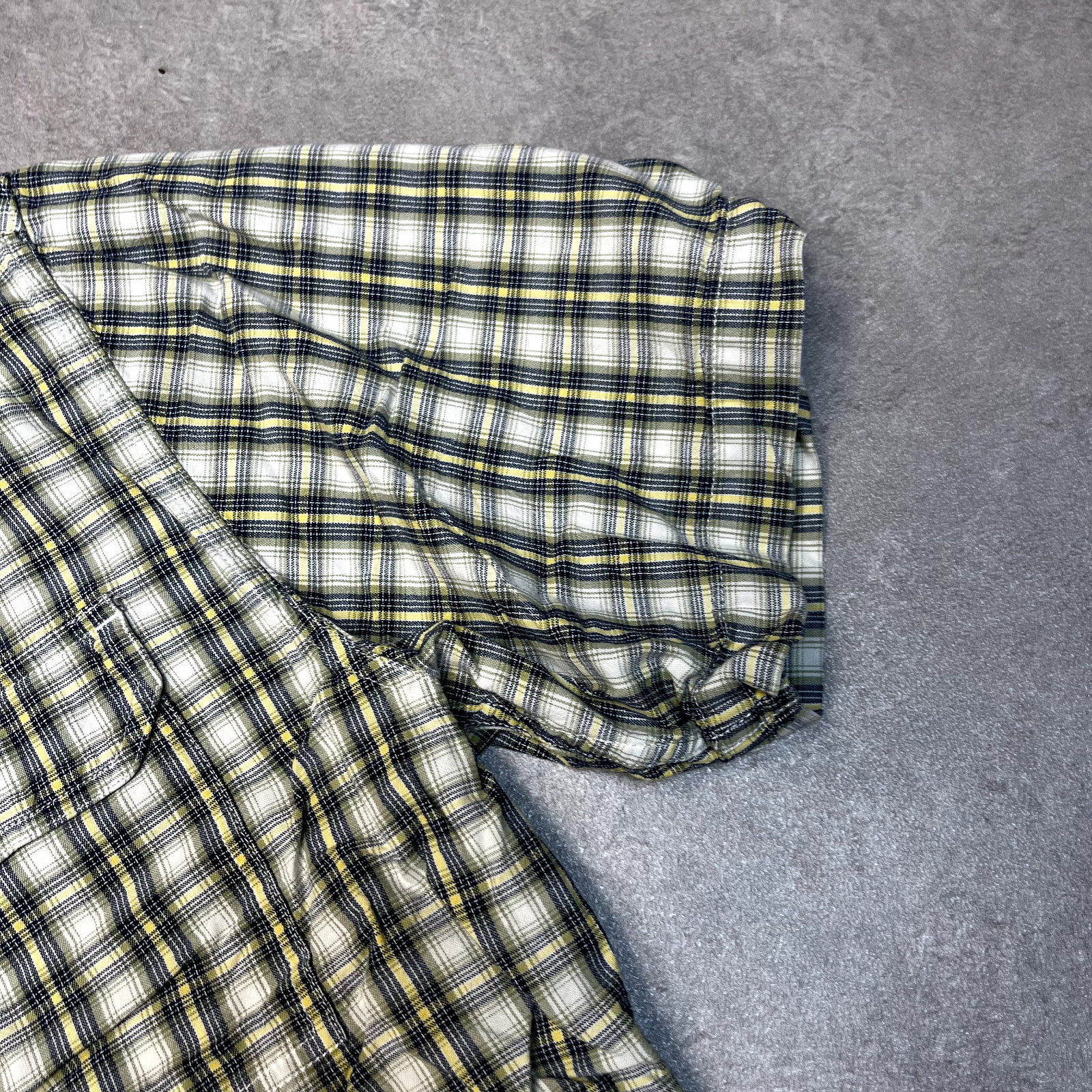 Carhartt Double Pocket Shirt Mens Large Checkered Short Sleeve Button Up, Green image 5