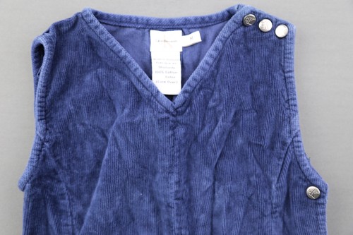 Vintage Girl's Calvin Klein Corduroy Sleeveless Dress Blue Snap Button Size M - Picture 2 of 6
