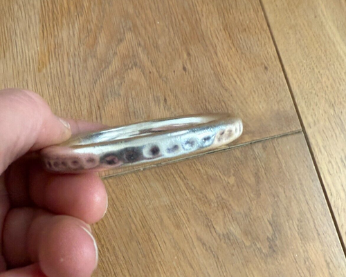Vintage Sterling SIlver 70s Chunky Bangle Bracelet Hammered Effect 35 grams - Picture 8 of 17