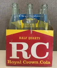 Vintage RC Royal Crown Cola Soda Glass Bottles One Pint 6-Pack