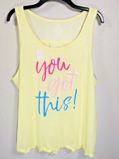 Whisperluxe Sleep Tank Top Yellow Pajama Shirt You Got This Size 2X NWT SOFT