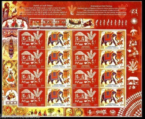 India - "ART ~ ROYALTY ~ SHEKHAWATI & WARLI PAINTINGS" MNH Sheetlet 2012 - Picture 1 of 5