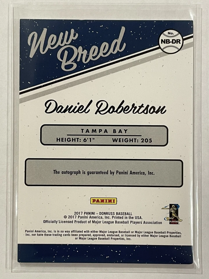 Bola de beisebol 2017 Panini Donruss Daniel Robertson nova raça autografada novato RC #NB-DR - Imagem 2 de 2