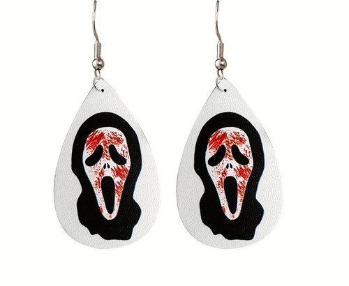 Halloween Horror Inspired Dangle Drop Hook Earrings Faux Leather, Enamel Or Wood - Picture 26 of 101