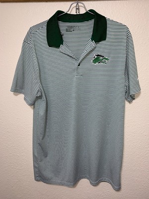 NIKE Golf Mens Green Stripe DriFit Polo 