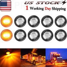 10x Round Led Side Marker Lights 3412v Truck Trailer Light Bullet Amber Light