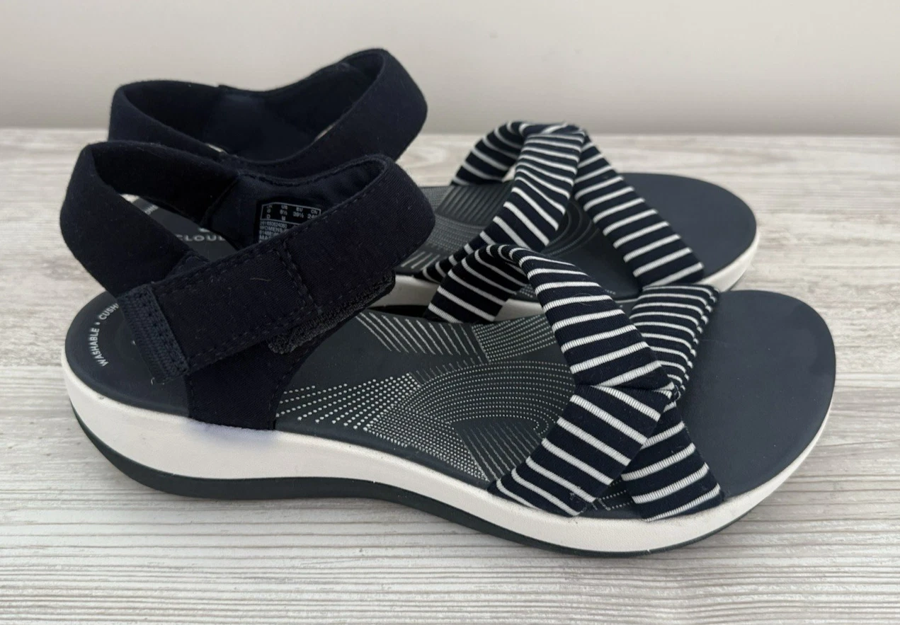 Nuovi sandali CLOUDSTEPPERS di CLARKS Arla Gracie blu navy bianco lavabili taglia 8 5 M