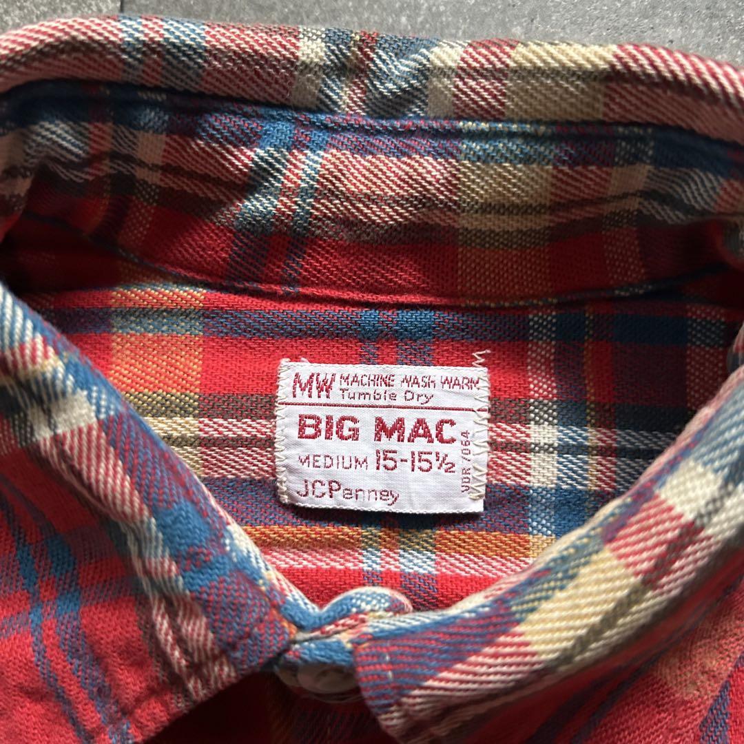 70s BIG MAC flannel shirt ビッグマックM ヴィンテージ Vtg 70s JC Penney Big Mac 100% Heavy Soft Cotton Flannel Red