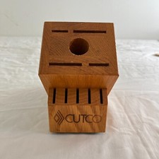 CUTCO Galley 10-Slot Honey Solid Oak Wooden Knife Block Holder Made in USA Small