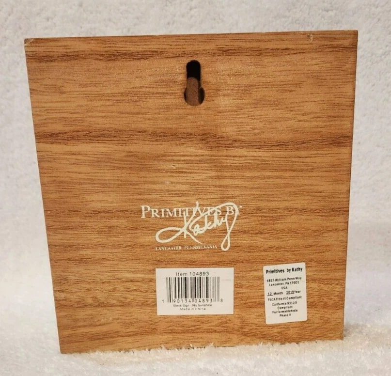 Primitives by Kathy Wood Block Wall Decor “You Are My Sunshine” 6 x 6" 2019 - Image 2 of 4