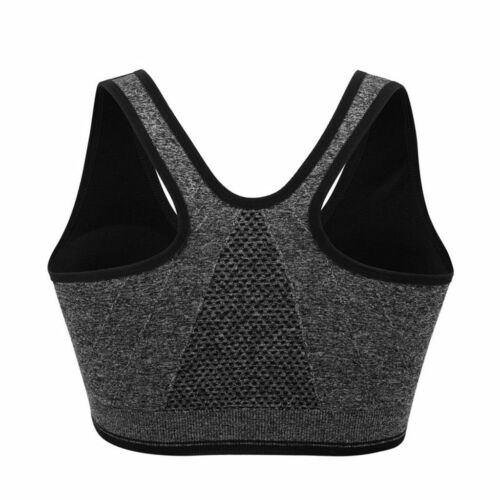 Women Sports Bra With Front Zip Yoga Push Up Vest Support Padded Vest Tops Girls - Picture 10 of 15
