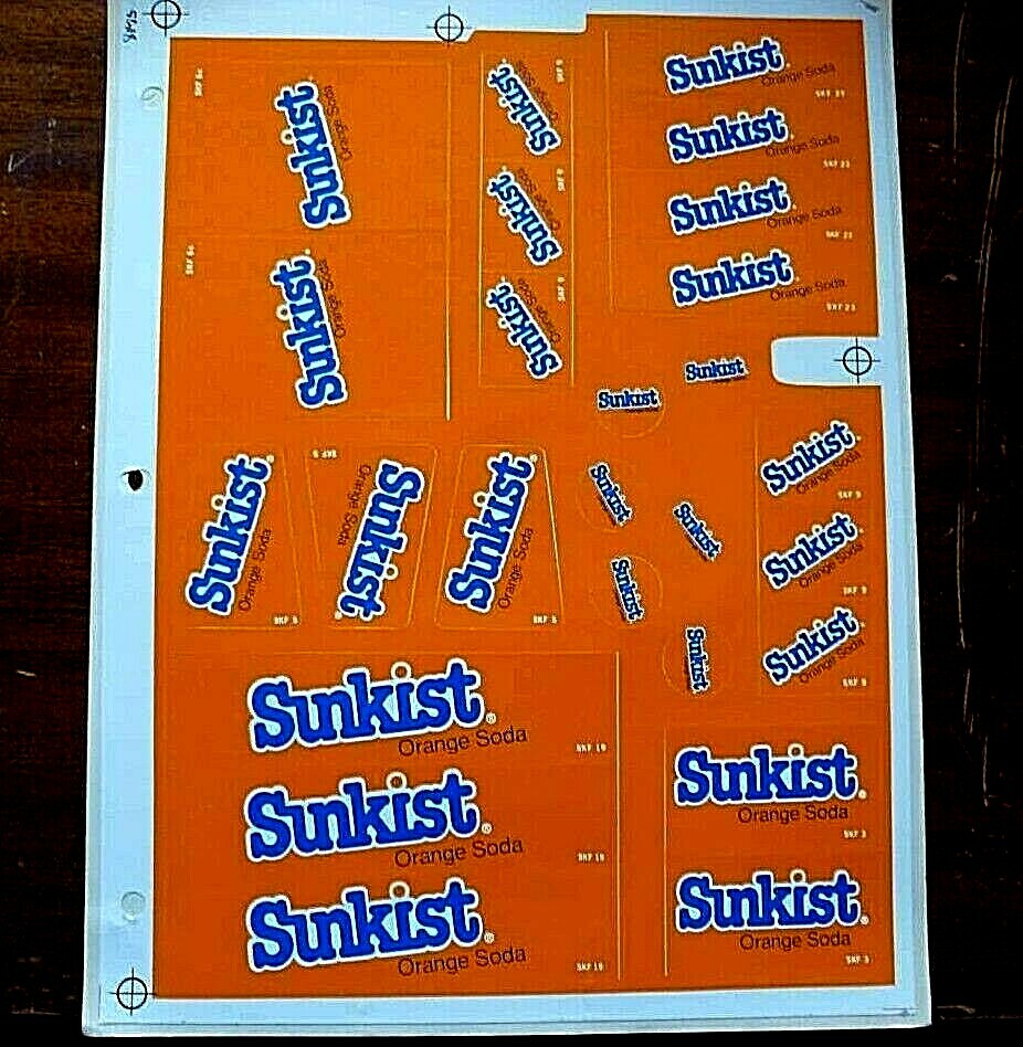 Vintage Sheet of Assorted Sunkist Fountain Product Stickers - NOS - Set ...