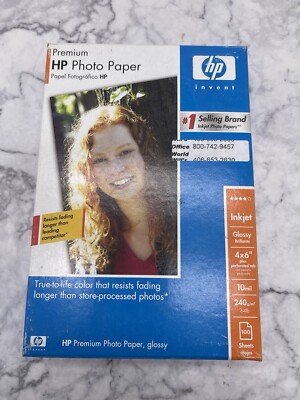 HP Premium Photo Paper for Inkjet Printer 4x6 100 Sheets, Brand New (F2)