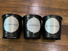 3x Aquiesse • Boardwalk • Large Candle Tin w/ Lid * EMPTY * Clean NO WAX EUC