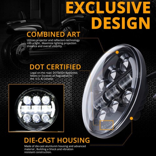 5.75" LED Headlight with Right/left Turn Signal For Dyna Sportster XL1200 XL883 - Picture 7 of 12