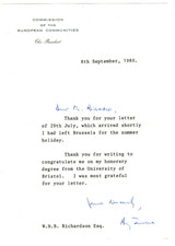 Roy Jenkins of Hillhead Signed Letter 1980 / Autographed European Commission