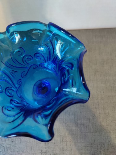 Vintage Cobalt Blue Glass Pedestal Candy Dish 5.5" Made in Italy - Picture 7 of 11