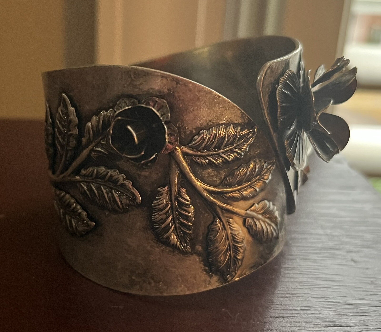 Antique Raised Rose Floral Chunky Statement Sprin… - image 17