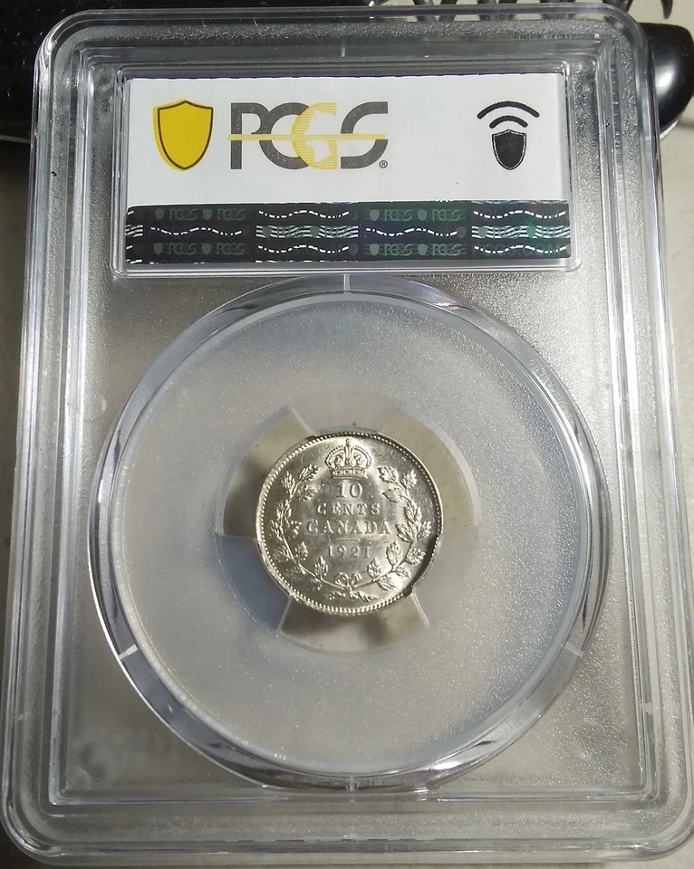 :1921 S10C DIME GEORGE-V CANADA BLAST WHITE PCGS MS61 RARITY R5 HIGHEST GRADES - Image 3 of 3