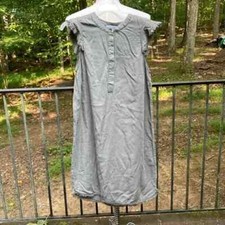 Carolina Belle olive dress with fringed capped sleeves buttons on front sz. M