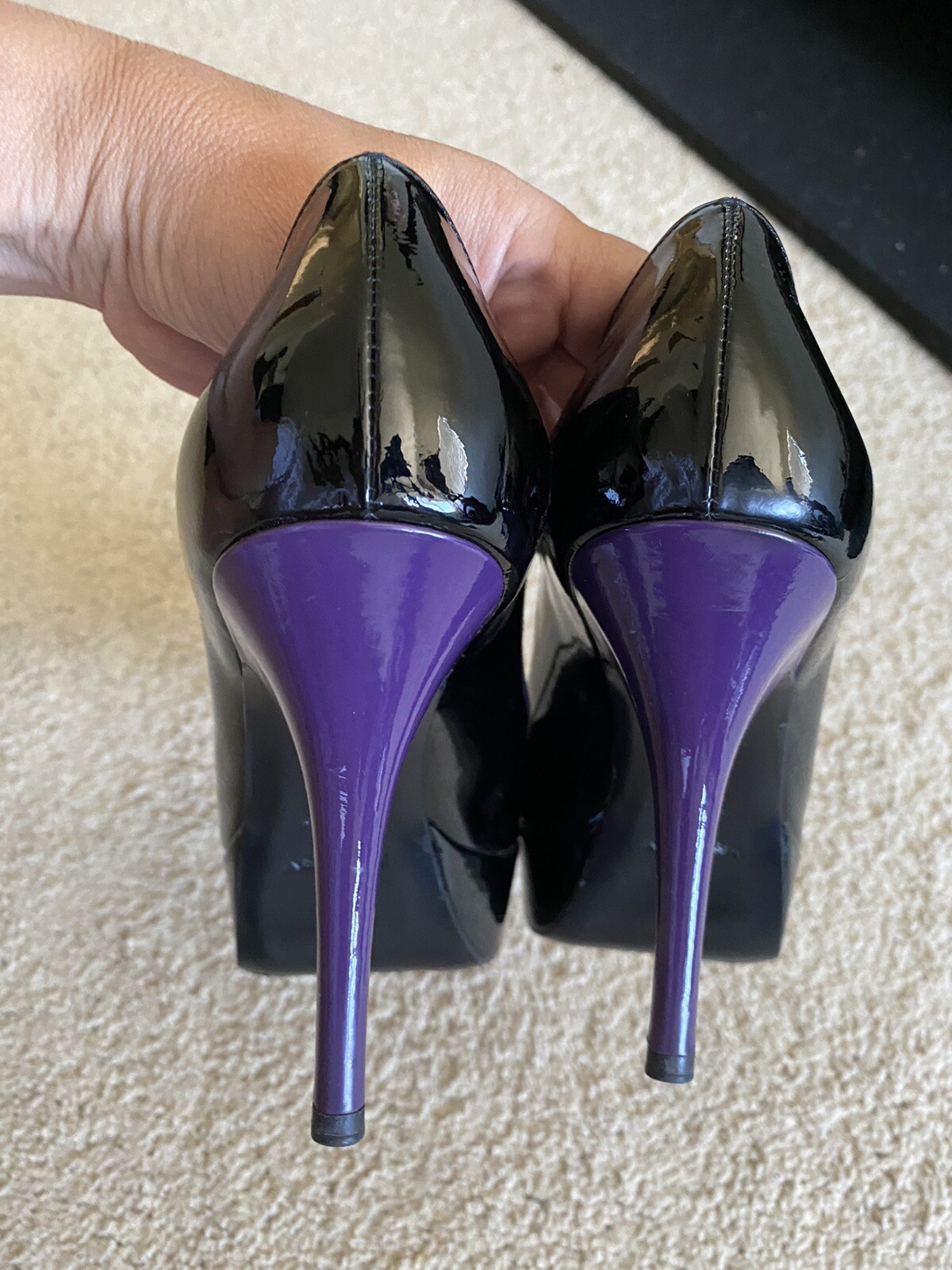 SAINT LAURENT YSL tribute tribtoo patent nero viola 38