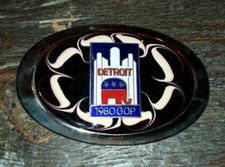 Vintage RED belt buckle Detroit Republican GOP convention Reagan Louis Trump