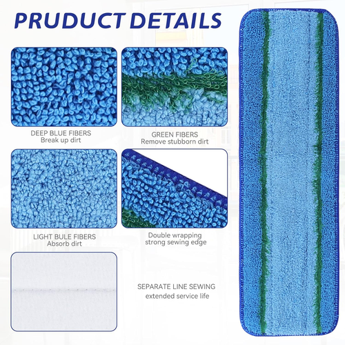 Upgraded Replacement Microfiber Mop Pads for Rubbermaid Commercial 18 Inch Mo... - Picture 4 of 12