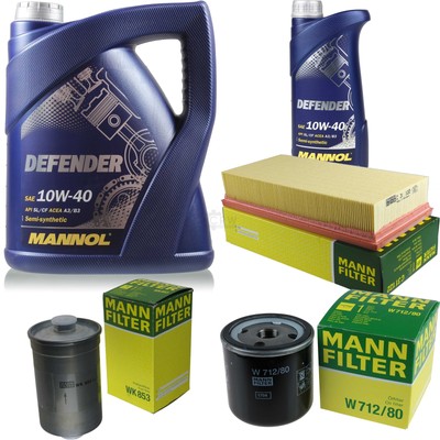 MANN-FILTER Inspektionspaket 6L MANNOL Defender 10W-40 für Saab 9-3 Cabriolet